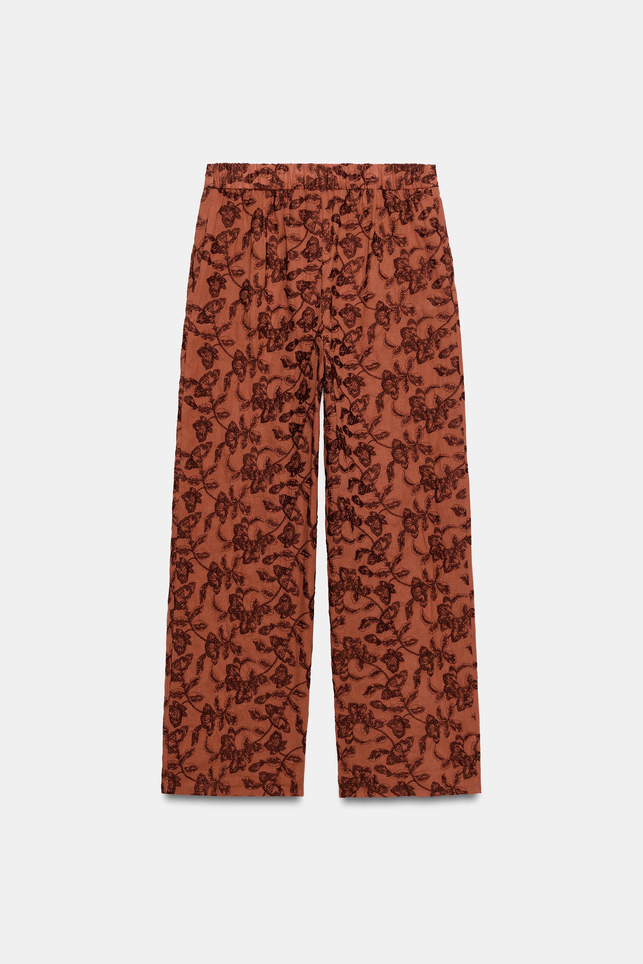 EMBROIDERED STRAIGHT-LEG PANTS